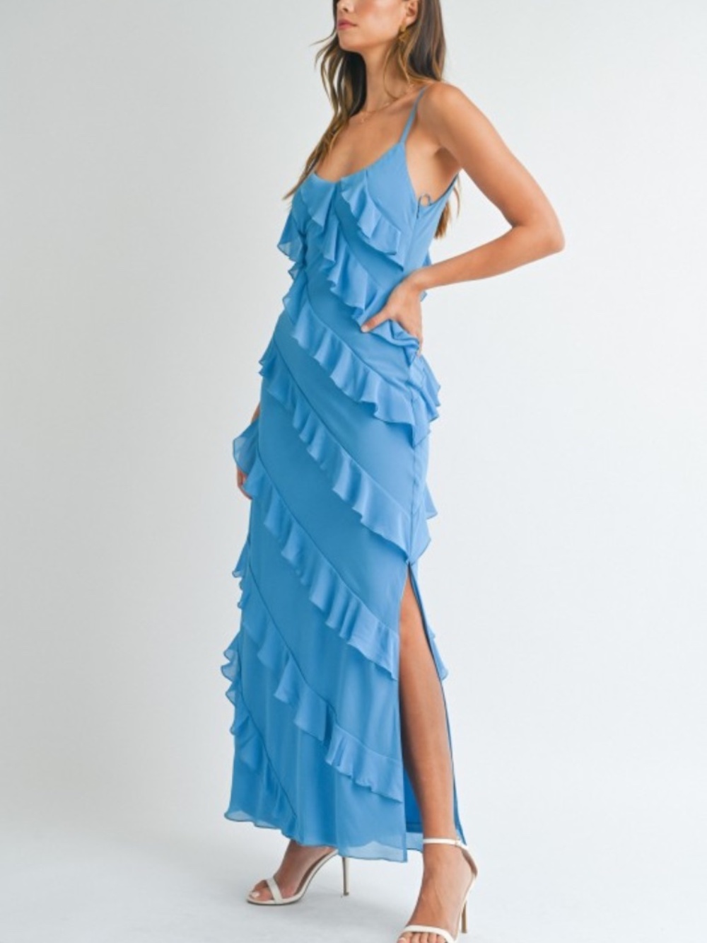 Asymetrical Tiered Ruffled Maxi Dress